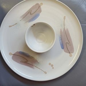 Lovely hand thrown and glazed chip/veg dip tray